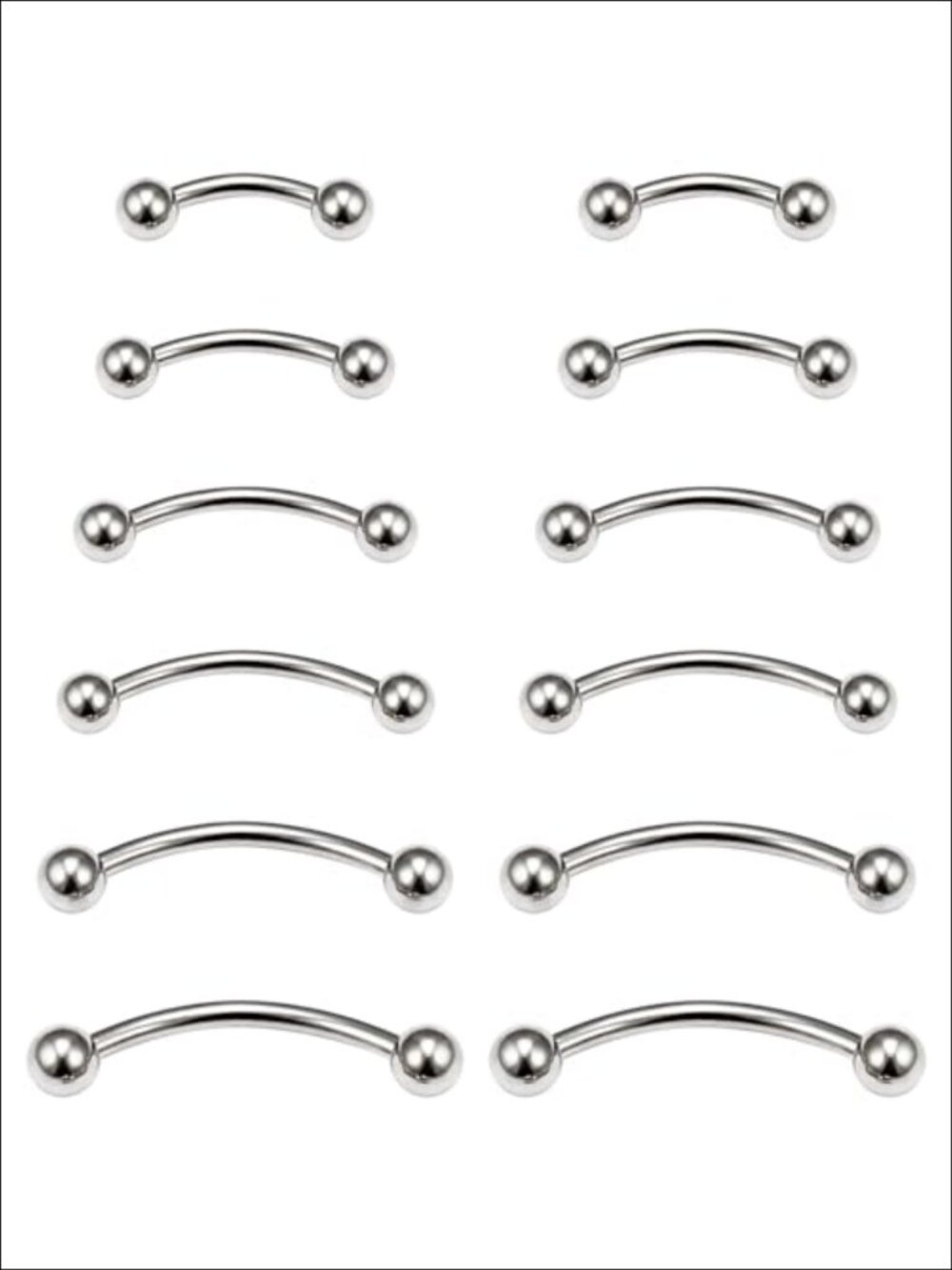16g Surgical Steel Curved Barbell Eyebrow Lip Rook Piercing Jewelry Set